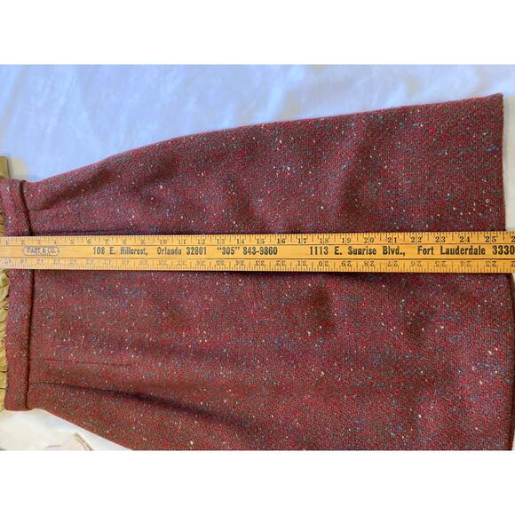 VTG Handmade dress 50s 60s jewel neck silky bodice Brick red wool pencil wiggle - Picture 9 of 9